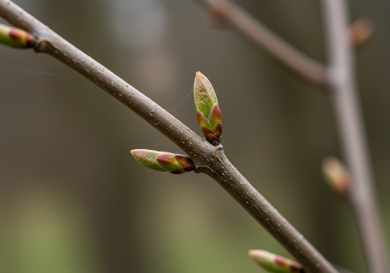 A clear close-up image of a woody shrub branch showing a clean, angled pruning cut made just above a healthy, swelling bud. This visually demonstrates the correct technique described in 'Make Clean Cuts'.