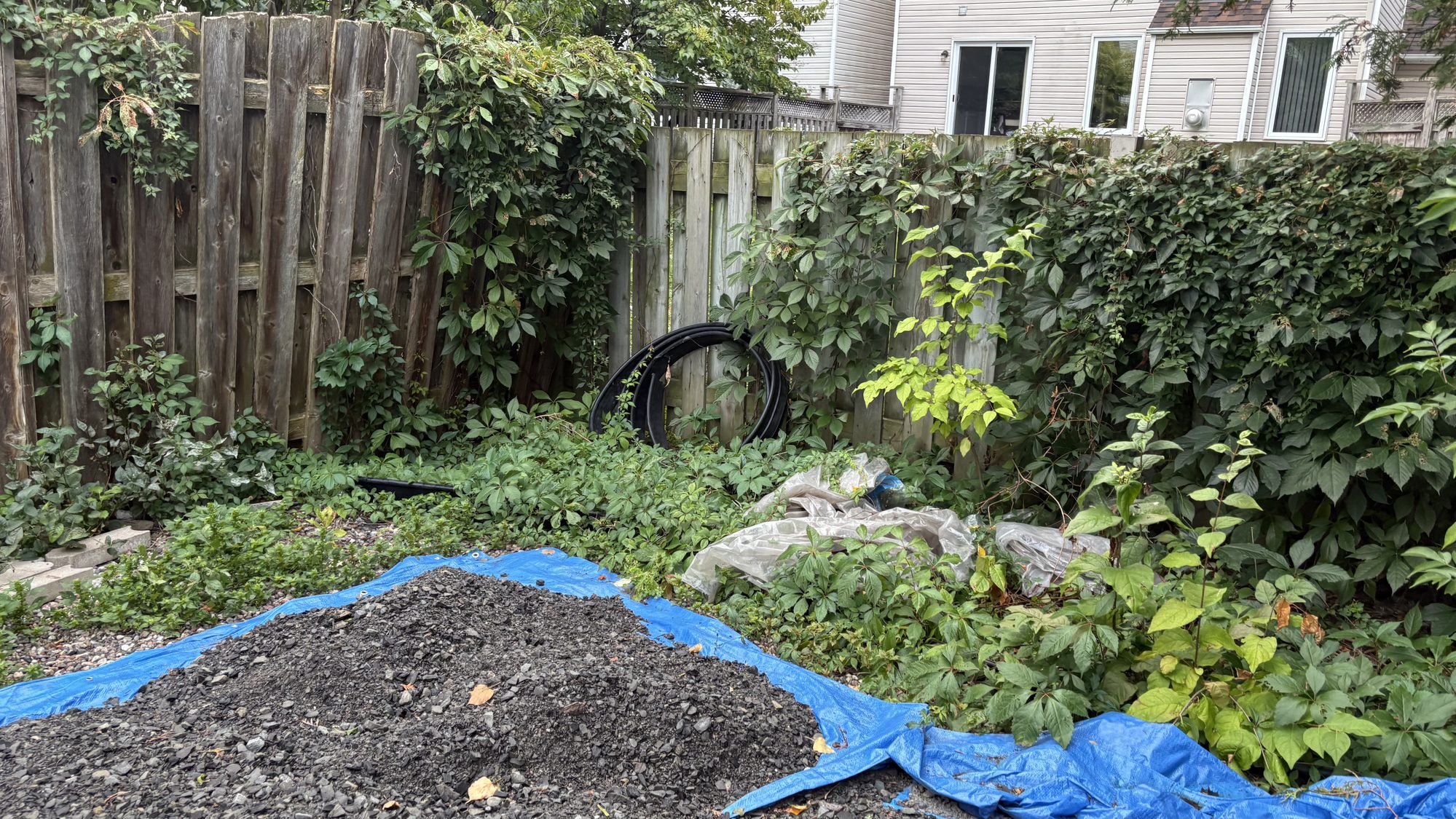 Rear section of Barrhaven property showing neglected landscape and worn areas before pre-sale cleanup