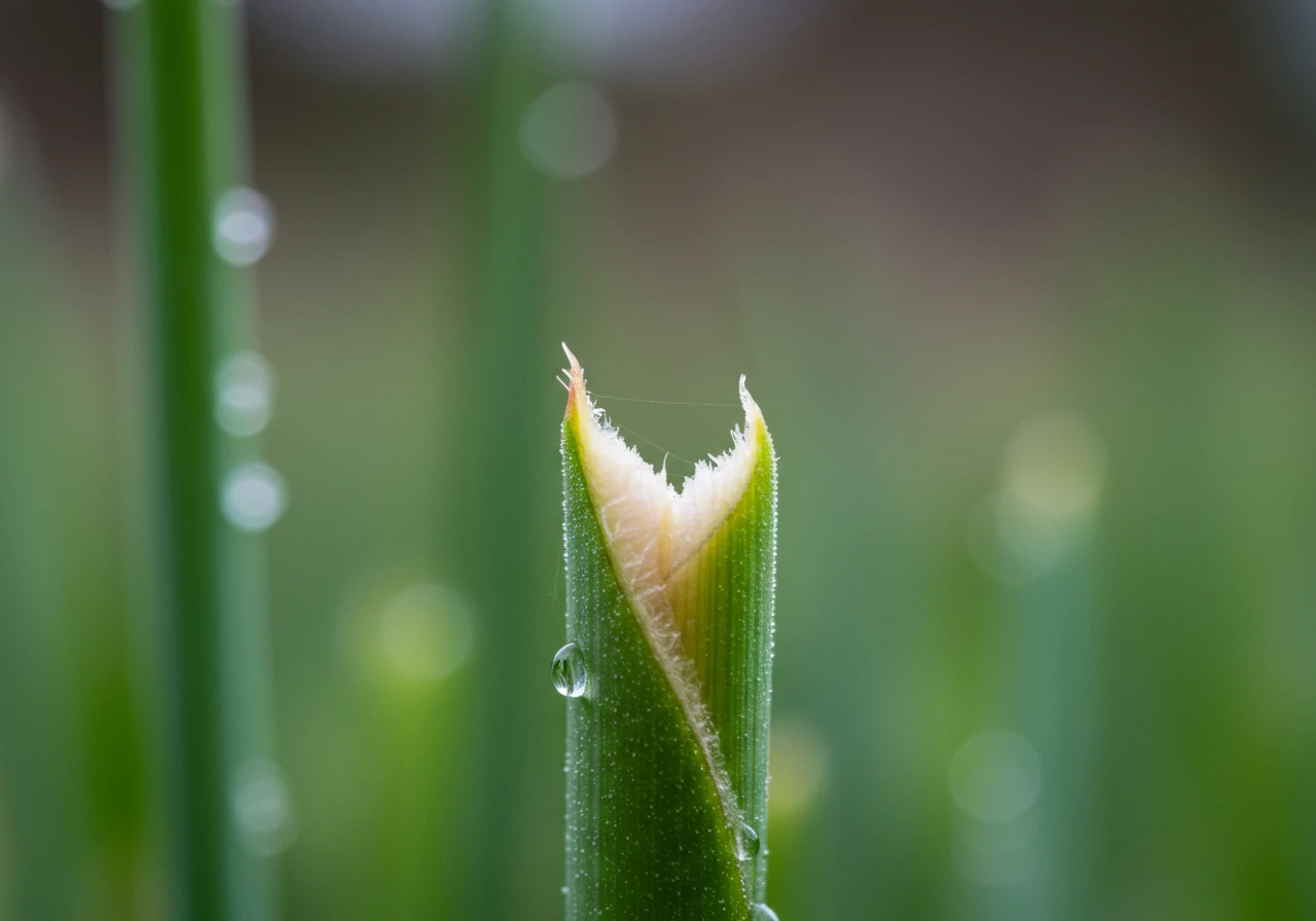 A detailed close-up photograph illustrating the characteristic damage caused by rabbits: a clean, 45-degree angle cut on a young, tender plant stem. This visual aid helps readers identify rabbit damage in their own gardens.