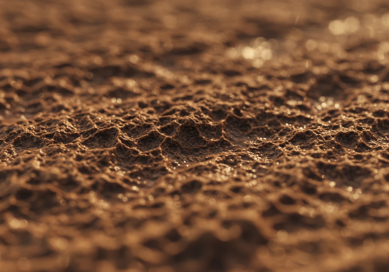A detailed close-up image clearly showing the texture of heavy clay soil. It should look dense, possibly slightly damp and clumpy, illustrating the 'gumbo' texture described in the text.