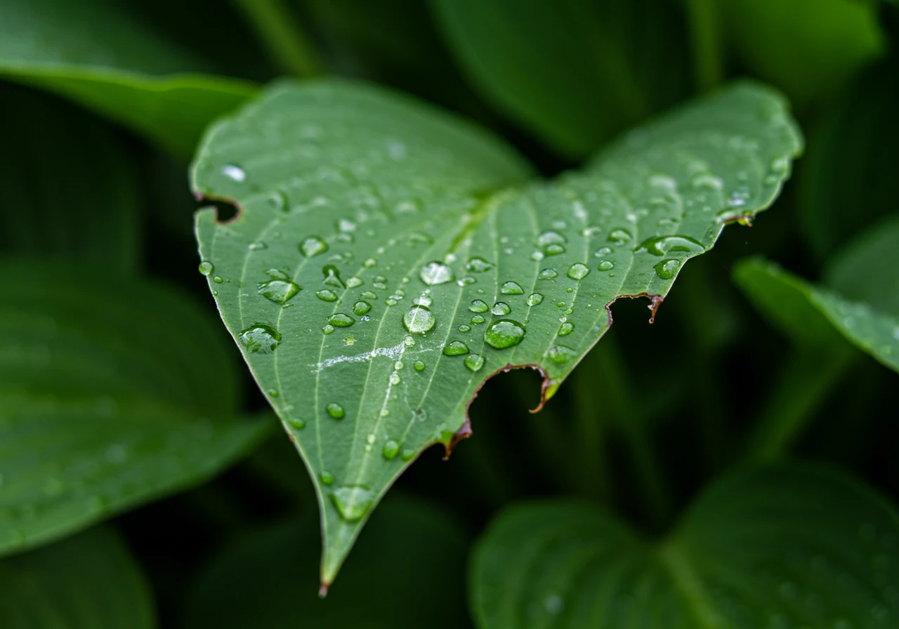 A detailed close-up image showcasing common plant problems discussed in the section. For example, a leaf showing signs of powdery mildew or insect damage like chewed edges or aphid residue. This visually reinforces the types of issues homeowners should look for during their inspection.
