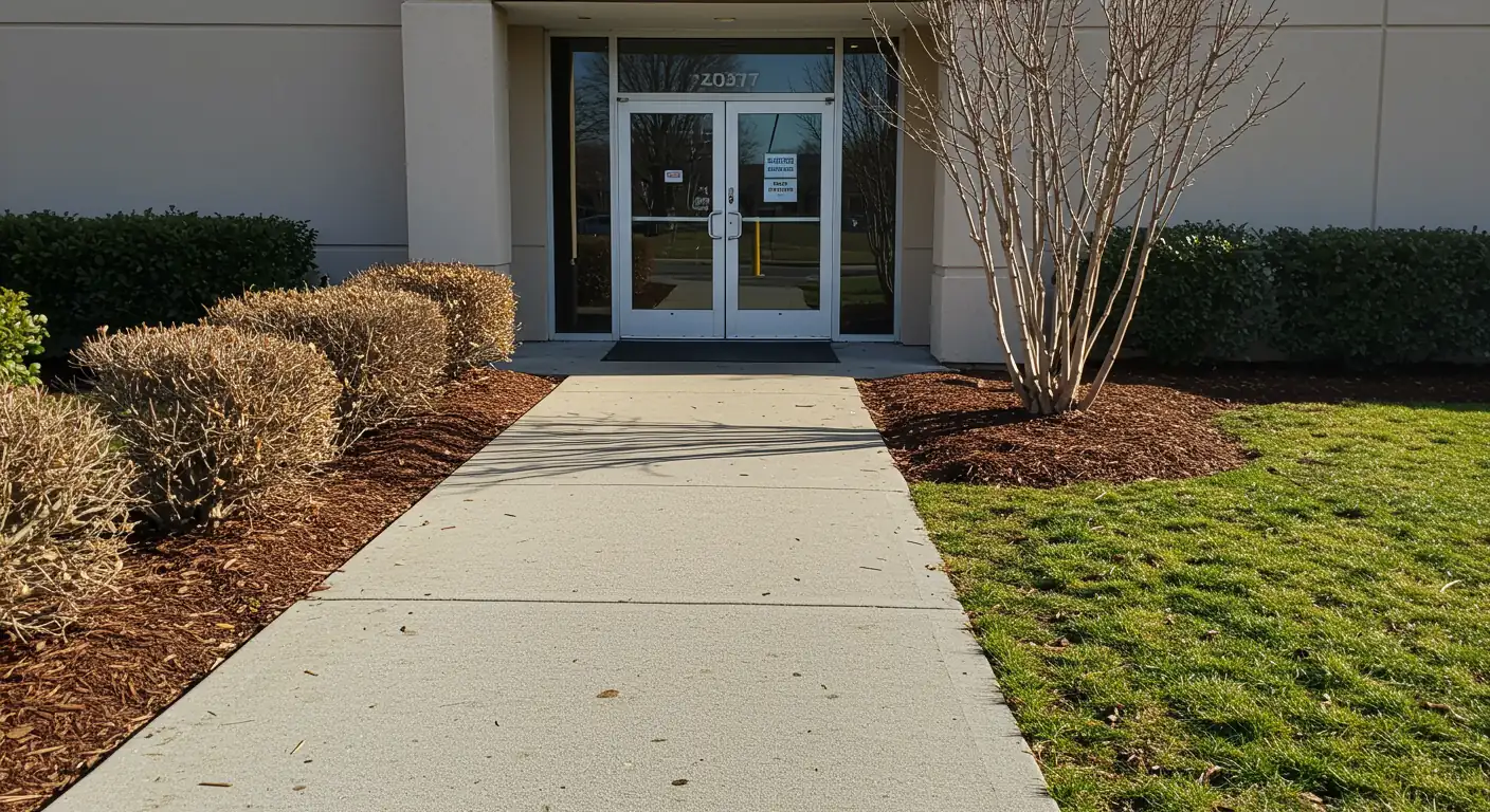 A bright, inviting image showcasing the 'after' state of a commercial property following a professional spring cleanup. This image establishes the goal and visual appeal discussed in the introduction, contrasting with the description of winter neglect.
