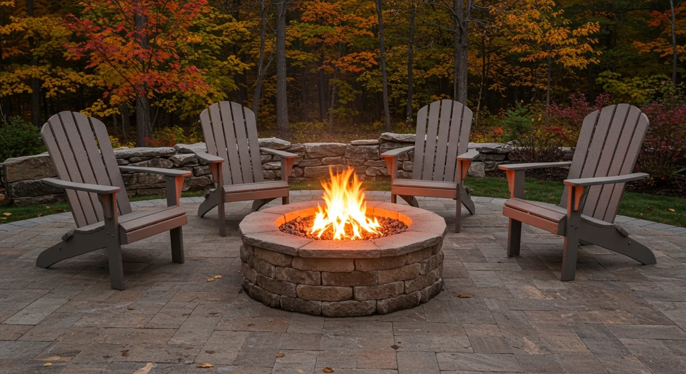Welcoming fire pit scene on a crisp fall evening