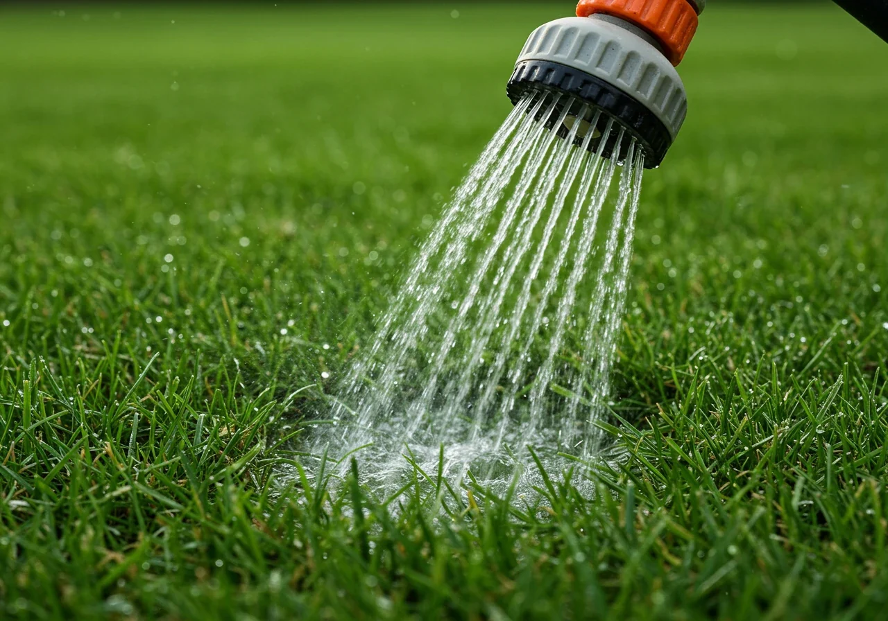 An image visually representing the application process for beneficial nematodes, focusing on the crucial step of watering them into the soil.