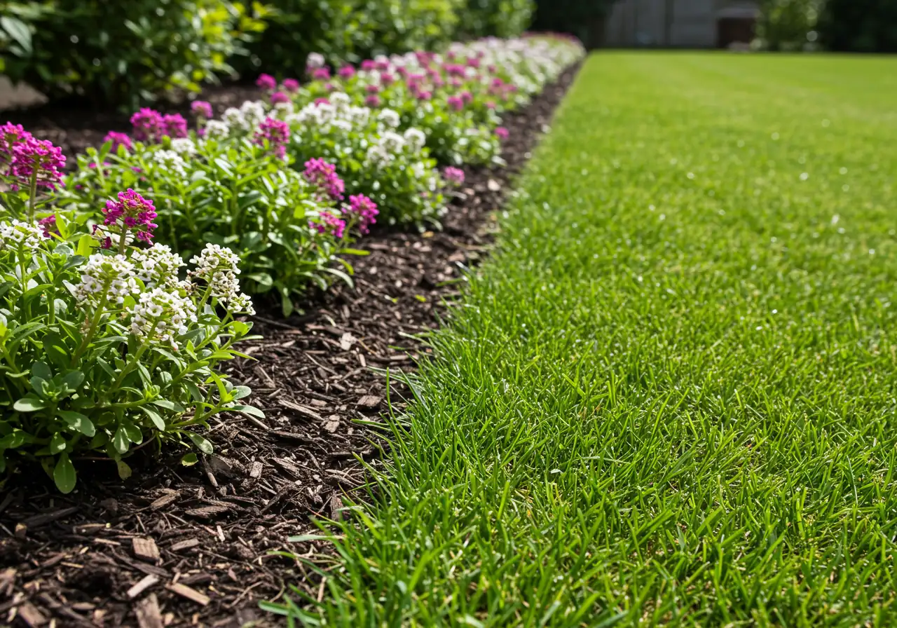 A close-up, detailed image illustrating the precise result of professional garden bed edging, a key task mentioned in the checklist. This highlights the attention to detail involved in professional services.