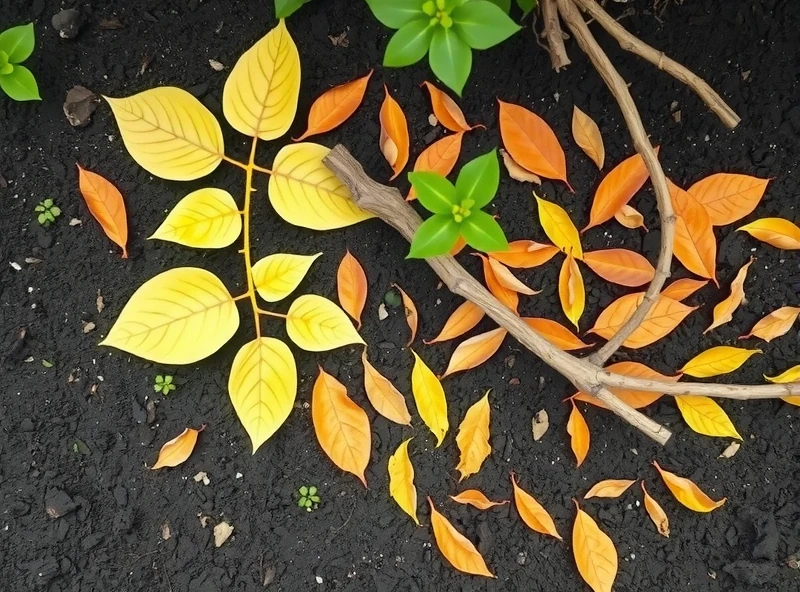 A wide shot of a garden bed partially cleaned. One half of the bed should be cleared of leaves, twigs, and debris, revealing dark, healthy-looking soil. The other half should still have a layer of winter debris, showing the contrast between the cleaned and uncleaned areas. The image should be taken from a slightly elevated angle to clearly show the difference.