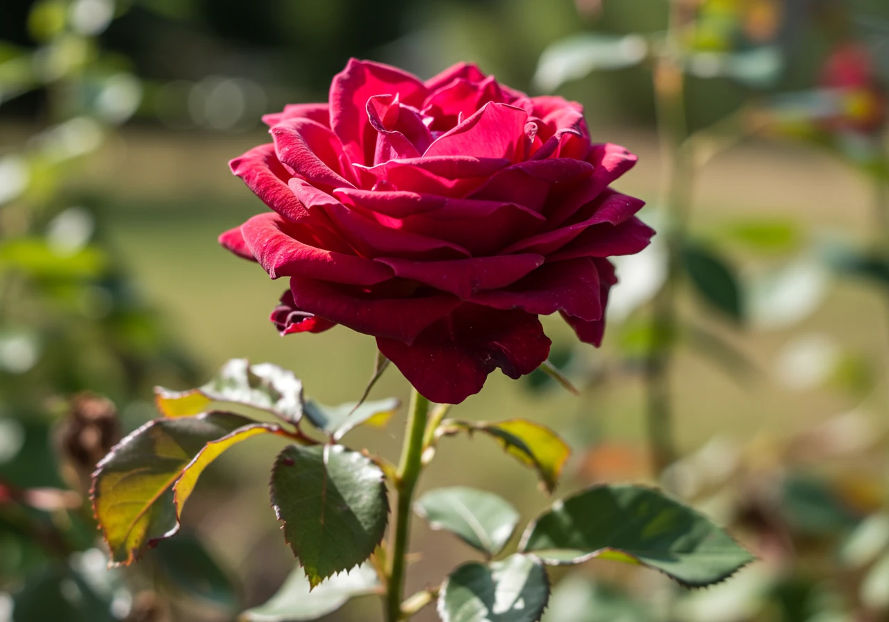 A photograph focusing on a single flowering plant (like a drooping Hosta or Petunia) exhibiting dramatic wilting symptoms. The leaves should be limp and hanging down, clearly showing signs of water stress, potentially due to compacted or waterlogged clay soil beneath (soil not necessarily visible). Soft, natural background.