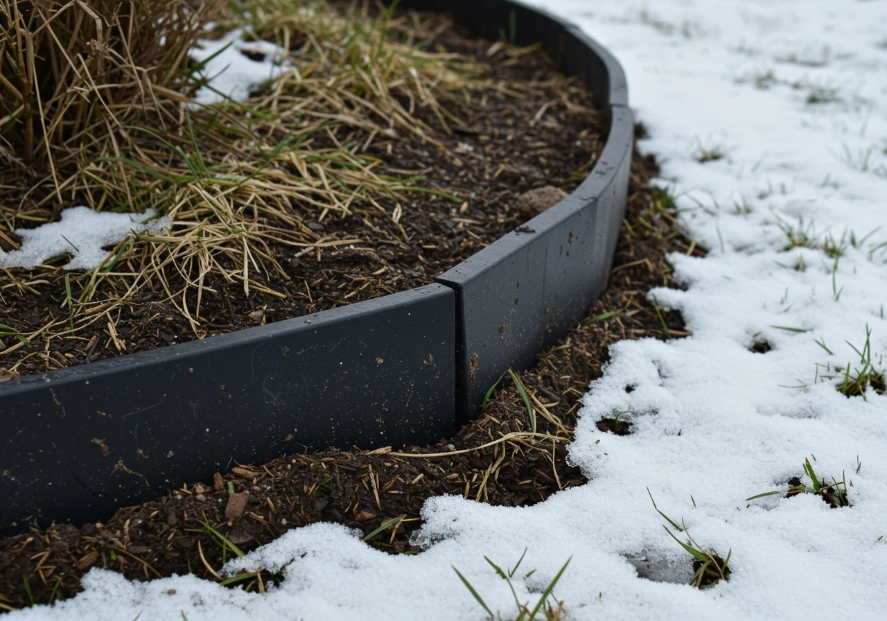 An image illustrating the common issue of frost heave affecting landscape edging, specifically mentioned as a problem in Ottawa winters. This reinforces the need for seasonal checks and proper installation.