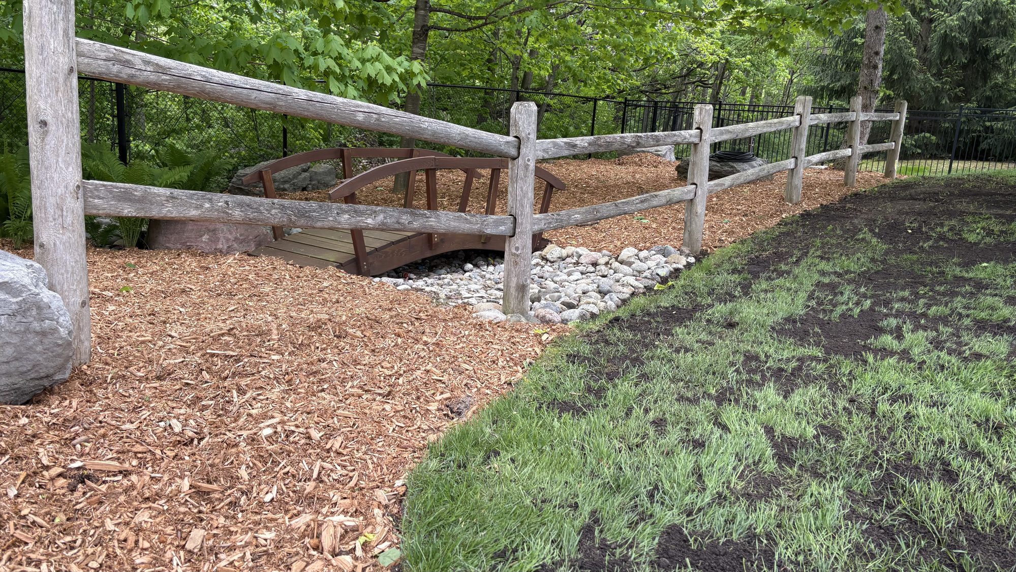Completed mulch installation with tidy landscape borders